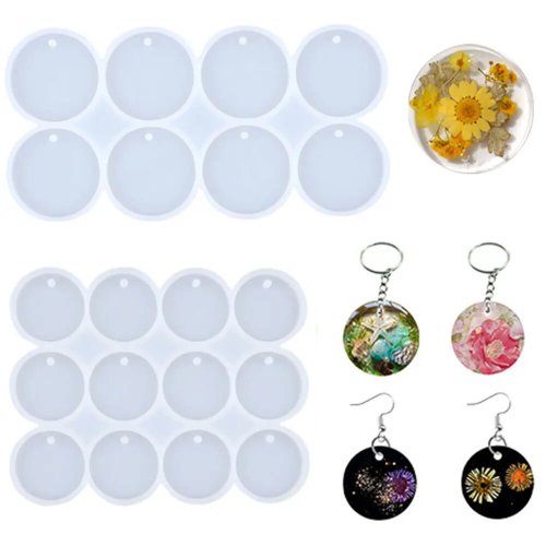 Afbeelding van 1 ST Ronde Ovale Siliconen Mal DIY Epoxyhars Mal voor Sieraden Maken Hanger Oorbellen Sleutelhanger Accessoires
