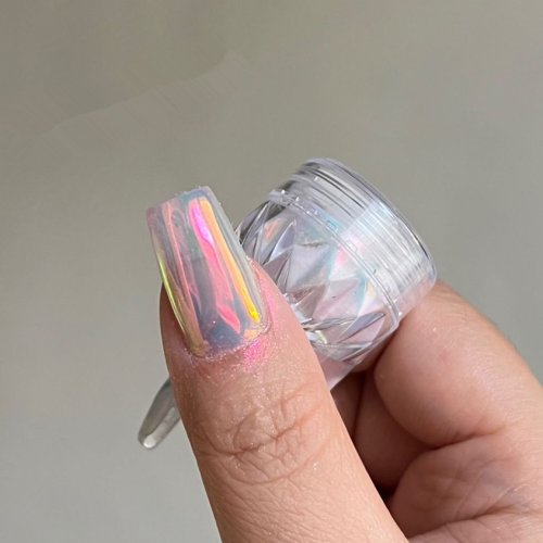 Afbeelding van Natuurlijk Glanzend Maanlicht Nagelpoeder met Parelmoer Effect – Aurora Glitter & Chroom Pigment voor Prachtige Nail Art Decoratie