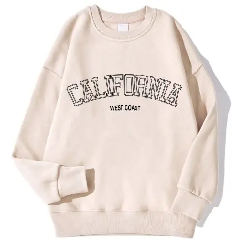 Image de Sweat à Capuche Femme Tendance Coréenne - Imprimé Côte Ouest