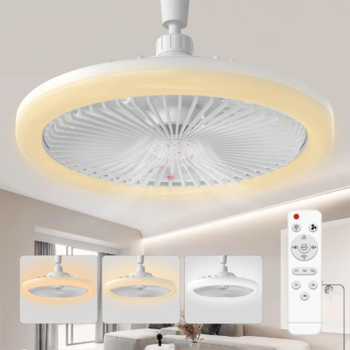 Image of Modern Small Ceiling fan light E27 LED D25cm smart remote control bedroom fans lamp study kitchen Home decoration
