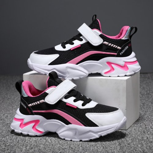 Imagen de Zapatillas de deporte planas de malla transpirable para niñas, zapatos deportivos antideslizantes pa...
