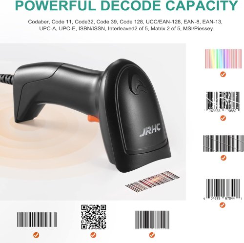Afbeelding van Handheld USB Laser Barcode Scanner - Draadloze en Draadgebonden 1D Barcodelezer voor Winkel, Supermarkt, Bibliotheek en Magazijn