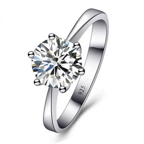 Imagen de Anillos de Boda Finos para Hombres y Mujeres en Plata de Ley S925 con Cristal Austriaco - Elegante Joya de Compromiso y Propuesta Romántica