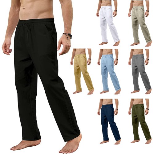 Image de Pantalon Homme Coton Lin Respirant - Grande Taille