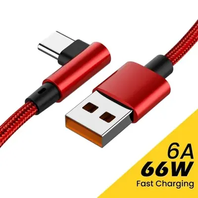 Image de Câble USB-C 6A 66W - Charge Rapide à 90°