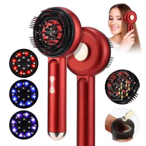 Imagen de Peine Masajeador Eléctrico con Terapia de Microcorriente y Luz LED Roja y Azul para Estimular el Crecimiento del Cabello y Prevenir la Caída Natural
