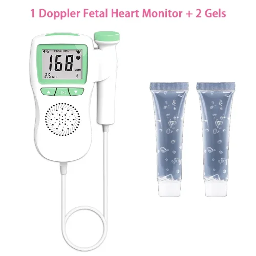 Afbeelding van Doppler Foetale Hartslagmeter & Gel Hartslag Zwangerschap Baby Foetaal Geluid Hartslagdetector Geen Straling Lcd-Curve Display