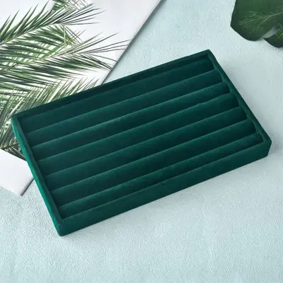 Image de Boîte de Rangement Bijoux Flanelle Noir & Vert Foncé