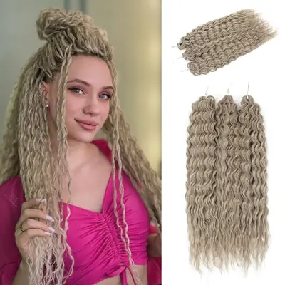 Image de Extensions Cheveux Synthétiques Ombre Gris Orange Blonde - 300g