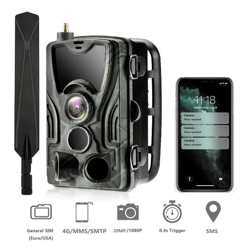 Image of Suntekcam HC 801 Series 20MP 1080P Wireless Trail Camera with 4G Connectivity, App Control, and 0.3s Fast Trigger for Hunting and Wildlife Monitoring