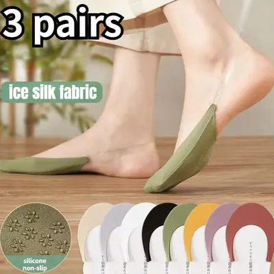Image de Chaussettes Invisibles Antidérapantes pour Talons Hauts - 3 Paires
