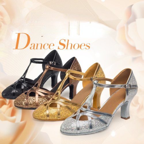 Immagine di Eleganti Scarpe da Ballo da Sala per Donna con Punta Chiusa Glitterata – Perfette per Salsa, Tango, Latin Dance e Danze da Salone