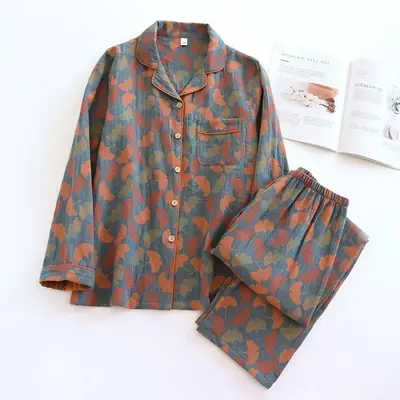 Image de Pyjama Femme Crêpe Coton Fleurs - Confort Été 2026