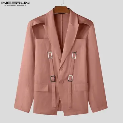 Image de Blazer Homme Streetwear Monochrome à Lacets - Style Américain 2025