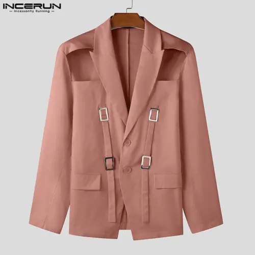 Image de Blazer Homme Streetwear Monochrome à Lacets - Style Américain 2025