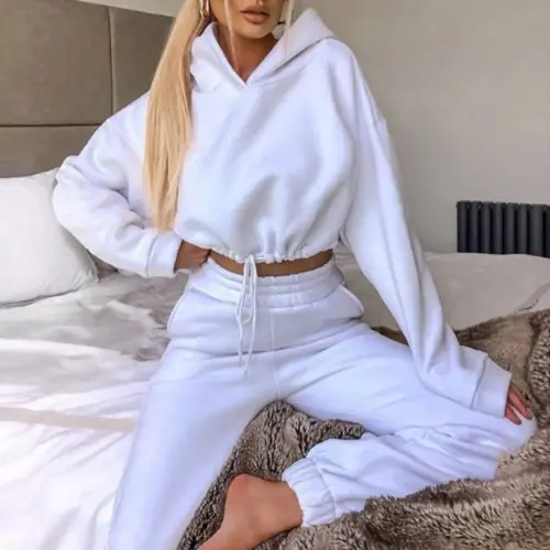 Image de Survêtement Hiver Femme - Sweat à Capuche & Pantalon Décontracté
