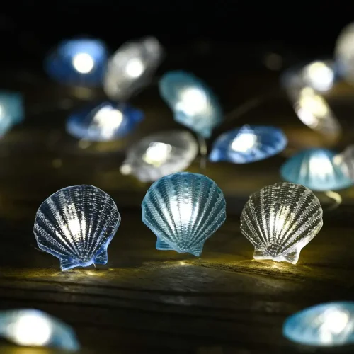 Zdjęcie Motyw oceaniczny 20/30 diod LED łańcuchy świetlne muszla rozgwiazda pod morzem bajkowe oświetlenie LED na wesele świąteczna lampa dekoracyjna