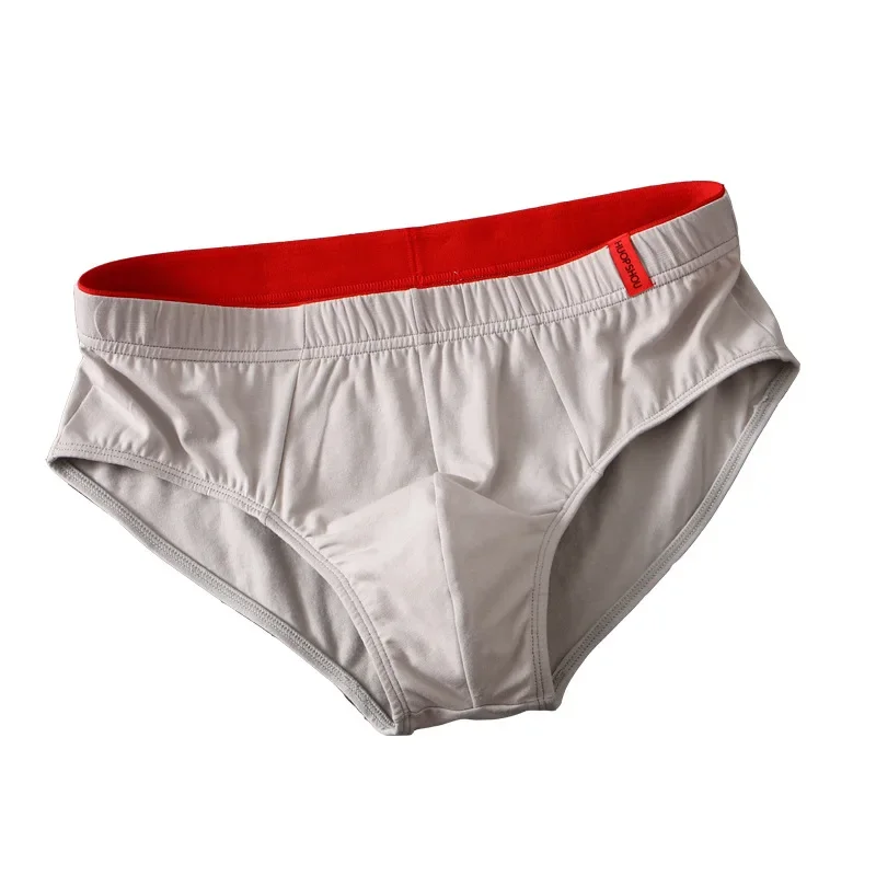 Afbeelding van Effen katoenen slips Heren convex zakje slipje Jeugdmode Lingerie Laagbouw Ademend Comfortabel herenondergoed Effen kleur