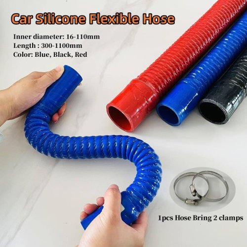Imagen de Manguera Flexible de Silicona Universal para Coches con Refuerzo de Alambre de Acero – Tubo Corrugado para Intercooler, Entrada de Aire y Radiador