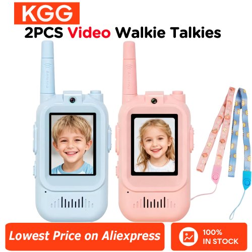 Imagen de Walkie Talkie de vídeo para niños, 2 uds., pantalla HD de 2 ", USB-C recargable, intercomunicador de llamada HD con un solo clic, regalos de cumpleaños para niños y niñas