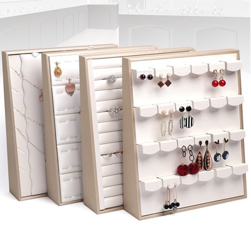Imagen de Soporte Vertical para Joyería de Diseño Elegante en Blanco - Exhibidor de Pendientes, Collares y Colgantes para Mostrador
