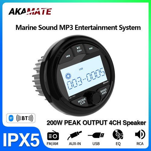Afbeelding van Waterdichte Boot Radio MP3 Speler met Bluetooth, AUX en USB voor ATV, UTV, Spa, RZR – Marine Stereo met FM/AM Radio