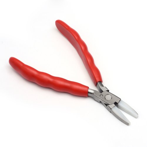 Image of Professional Carbon Steel Flat Nose Pliers with Nylon Jaw Covers and Snipe Tips for Precise Jewelry Making and Crafting