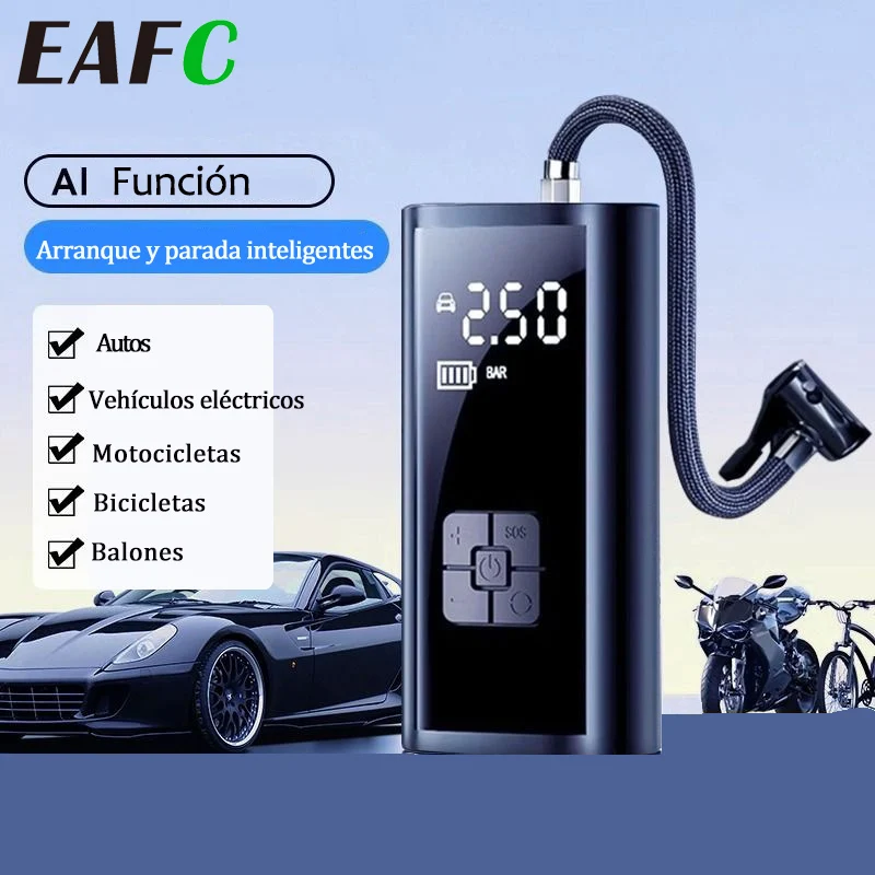 Imagen de Compresor de aire inalámbrico para coche, inflador de neumáticos inteligente, bomba eléctrica portátil para motocicleta/bicicleta/bolas, carga rápida tipo C, 150PSI