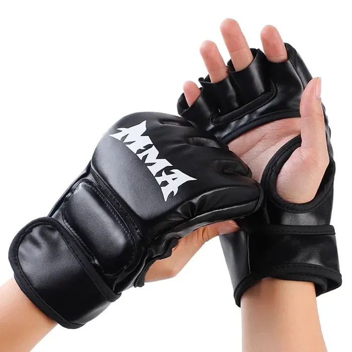 Image de Gants de Boxe Pro - Demi-Doigt en Cuir pour Entraînement