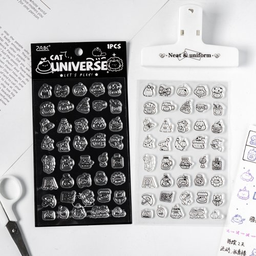 Image of Cute Kawaii Cartoon Cat Transparent Silicone Seal for DIY Scrapbooking and Handmade Diary Albums