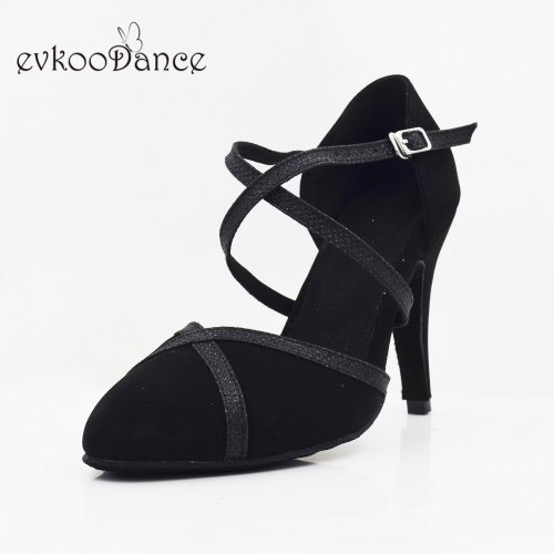 Afbeelding van Elegante Glitter Nubuck Dansschoenen met Hoge Hak van 8,5 cm – Perfect voor Ballroom, Wals, Tango en Latin Dance