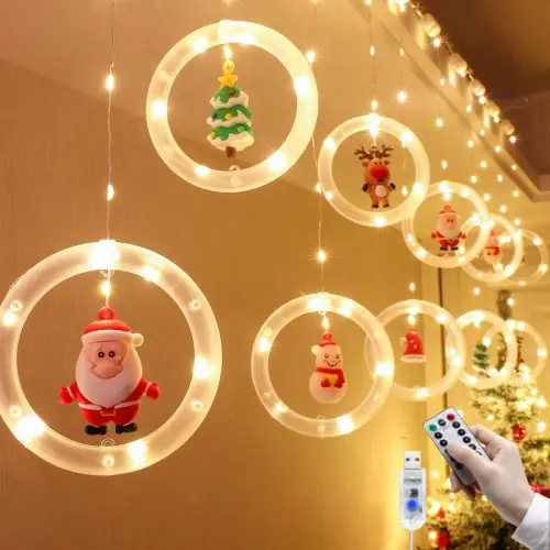 Image de Rideau LED Père Noël - Décoration de Noël Lumineuse