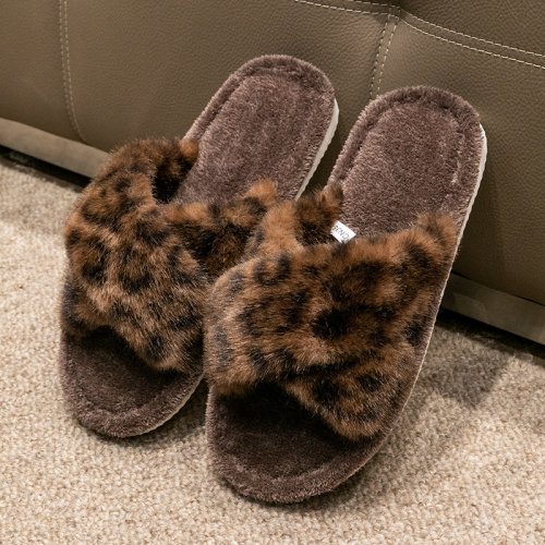 Afbeelding van Dameshuispantoffels met Open Teen - Zachte Pluizige Pantoffels voor Binnen in de Lente en Herfst, Comfortabele Vierseizoenen Slippers voor Thuis