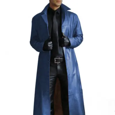 Image de Manteau Trench Homme Slim en Similicuir - Coupe Vent Automne