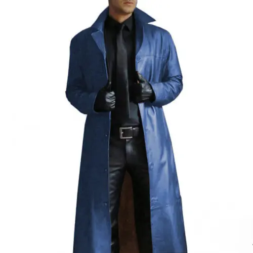 Image de Manteau Trench Homme Slim en Similicuir - Coupe Vent Automne