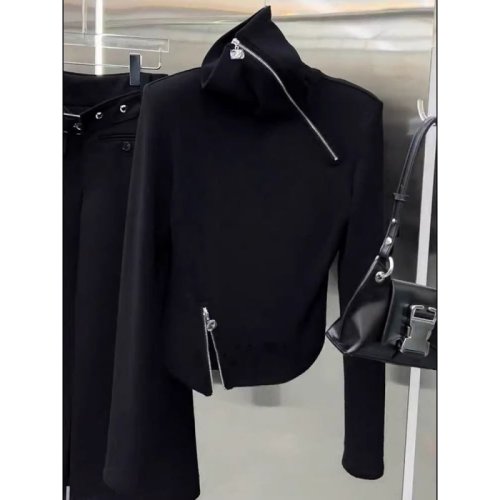 Imagen de Suéter de Cuello Alto con Cremallera para Mujer, Estilo Coreano, Moda de Nicho, Diseño de Alta Gama, Parte Baja Delgada y Holgada, Ideal para Otoño e Invierno