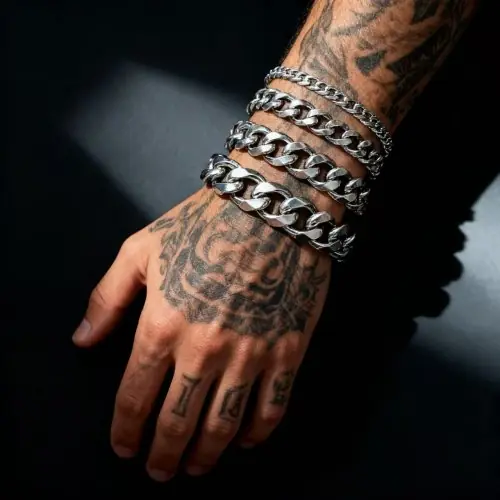 Image de Bracelet chaîne cubaine acier inoxydable 3mm pour hommes