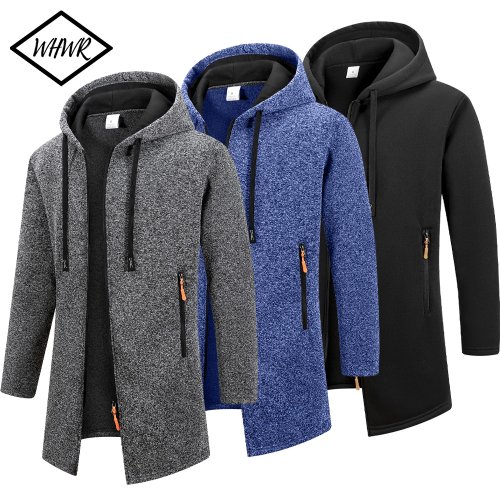Imagen de Chaqueta con capucha para hombre, sudaderas de manga larga, chaqueta con capucha y cremallera, chaqueta superior de invierno de gran tamaño, abrigo, ropa informal cálida