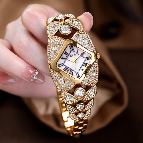 Imagen de Reloj de Pulsera para Mujer con Incrustaciones de Diamantes, Marca de Lujo Ligero, Resistente al Agua, Cuarzo, Diseño Elegante y Moderno, Ideal como Regalo de Moda 2025