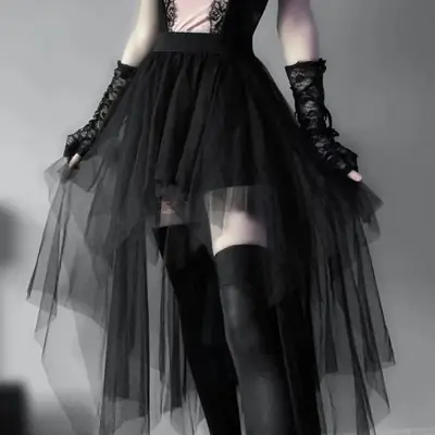 Image de Jupe Punk Irrégulière Taille Haute - Style Gothique Été