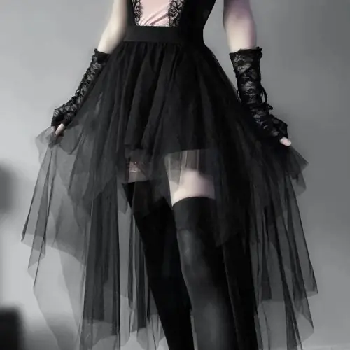 Image de Jupe Punk Irrégulière Taille Haute - Style Gothique Été