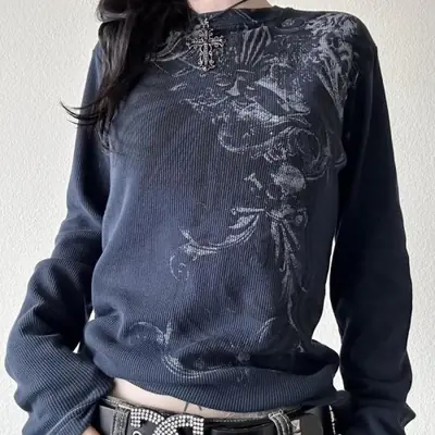Image de T-Shirt Vintage Y2K Grunge Gothique - Manches Longues