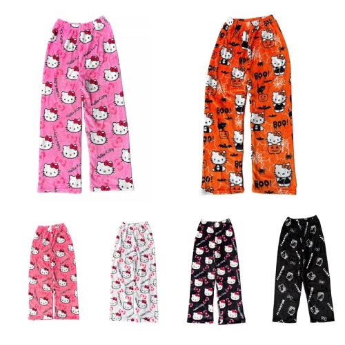 Imagen de Pijamas de Terciopelo Navideños Kawaii con Diseños de Hello Kitty, Anime y Kuromi – Ropa Cálida y Holgada para Otoño e Invierno, Ideal para Parejas en Casa