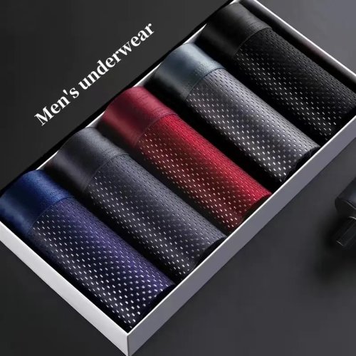 Afbeelding van 5-delige herenondergoedset van ijszijde – zomerse, ademende en comfortabele plus size boxers en slips in maat L tot 5XL