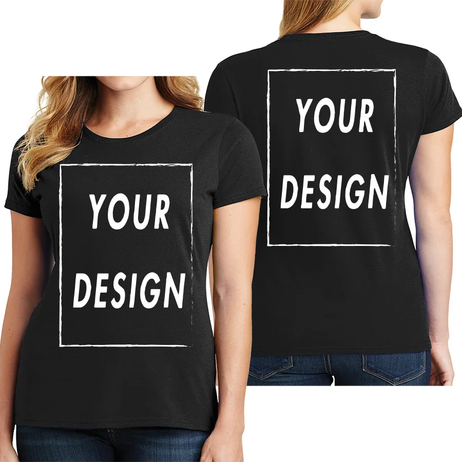 Afbeelding van Aangepaste T-Shirt voor Dames met Eigen Ontwerp – Voorkant en Achterkant Printbaar, Hoge Kwaliteit voor Heren en Vrouwen