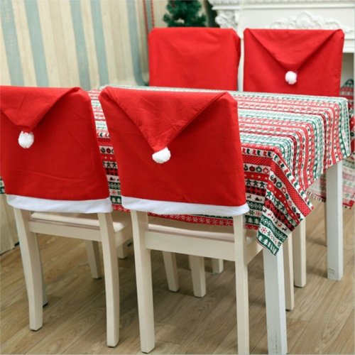 Imagen de Fundas Navideñas para Sillas de 25 x 20 Pulgadas - Decoraciones Festivas para el Hogar y Fiestas con Protectores de Asiento de Tela Duradera