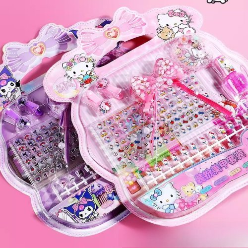 Image of Sanrio Hello Kitty, Cinnamoroll & Kuromi Cute Cartoon Nail Stickers for Kids – Adorable and Sweet DIY Nail Art Decals for Creative Personalized Manicures