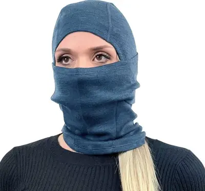 Image de Cagoule Thermique en Laine Mérinos 100% - Masque Facial Hiver & Ski