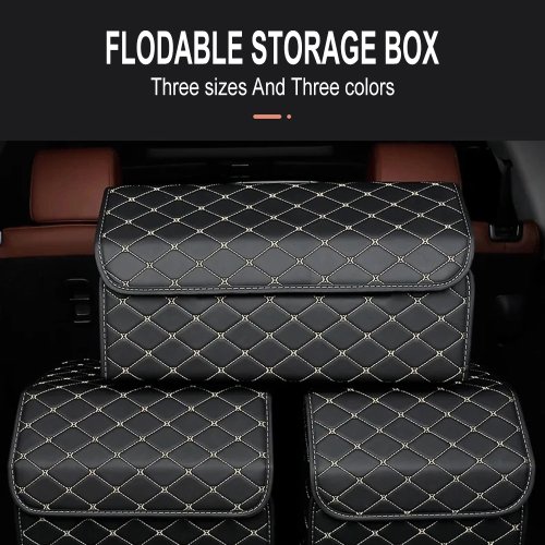 Image of Premium Leather Car Trunk Organizer Box – Large Capacity Folding Storage Bag for Auto Tools, Emergency Supplies & Everyday Essentials
