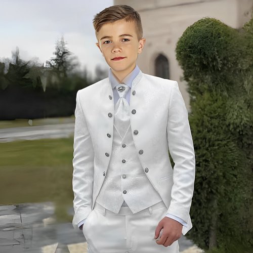 Immagine di Elegante Set da Cerimonia per Bambini - 3 Pezzi in Jacquard